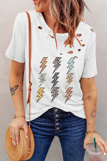 Camiseta mixta de algodón con cuello redondo y agujeros