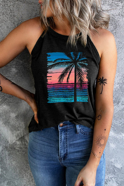 Solid Color Crew Neck Tank Top