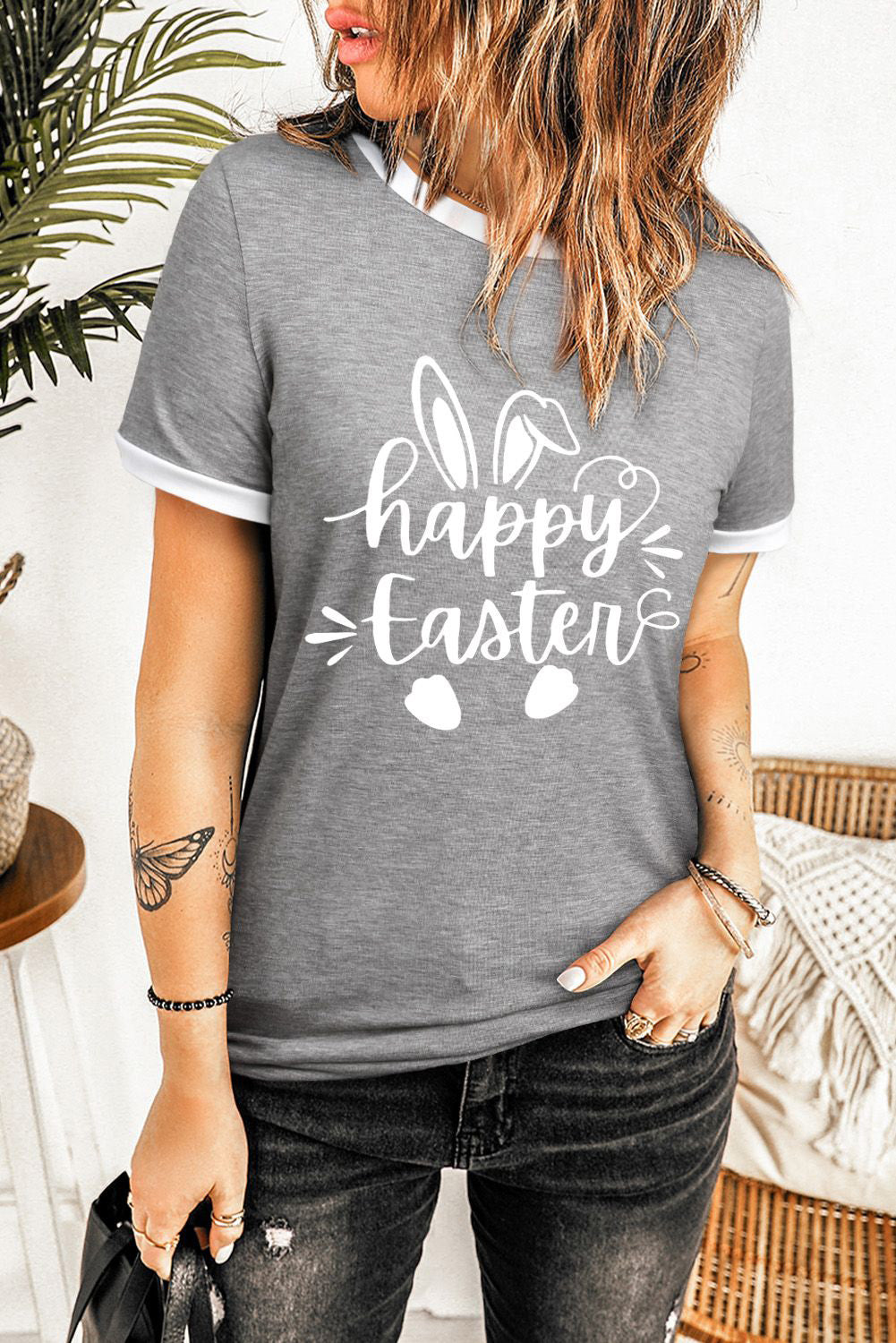 Top de manga corta con cuello redondo