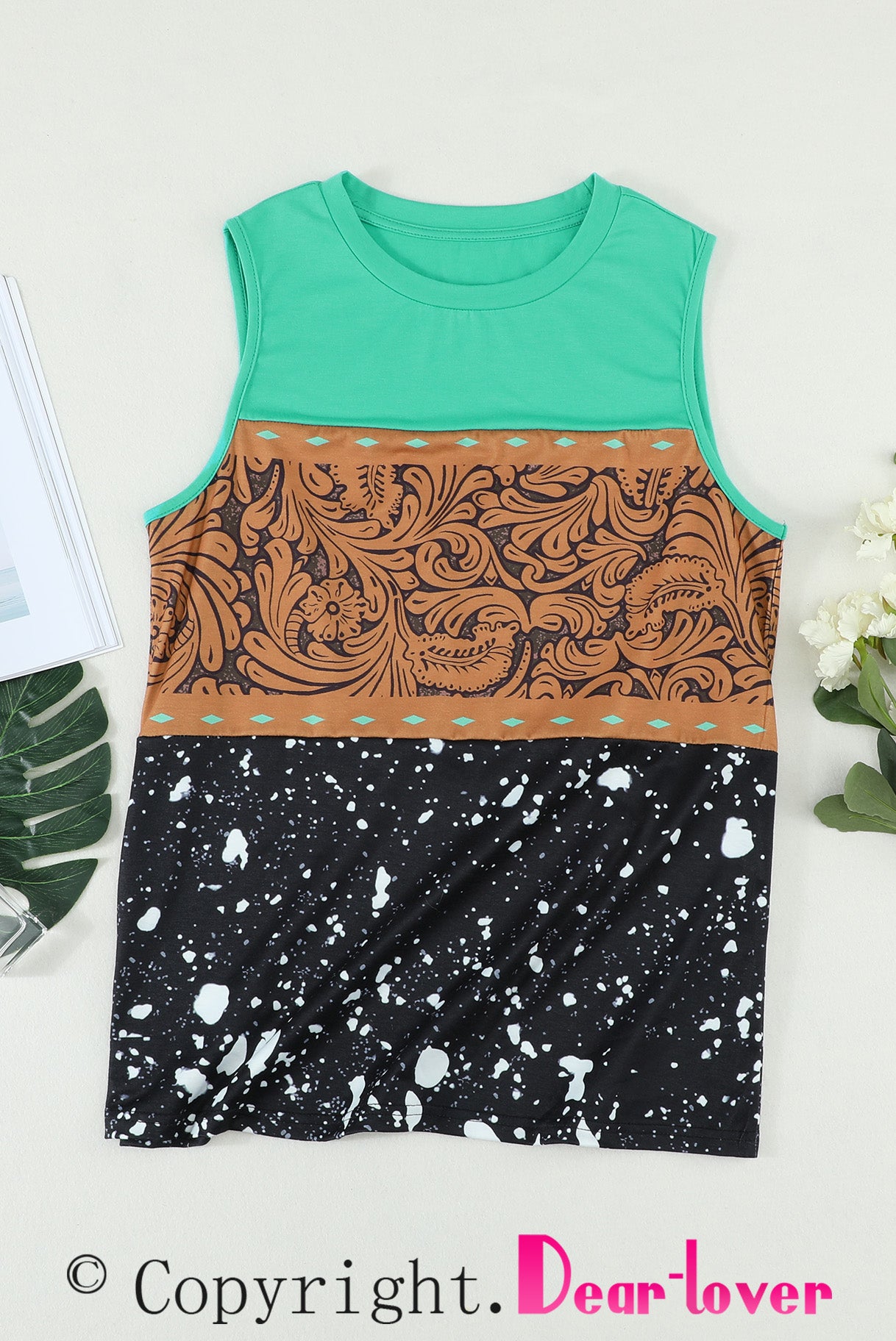 Camiseta tie-dye Buckstitch Green Color-block