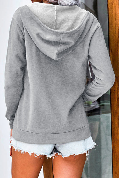 Sweat à capuche à manches longues et demi-fermeture éclair avec poche 