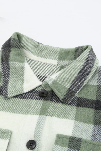 Veste à carreaux avec poche pour femme