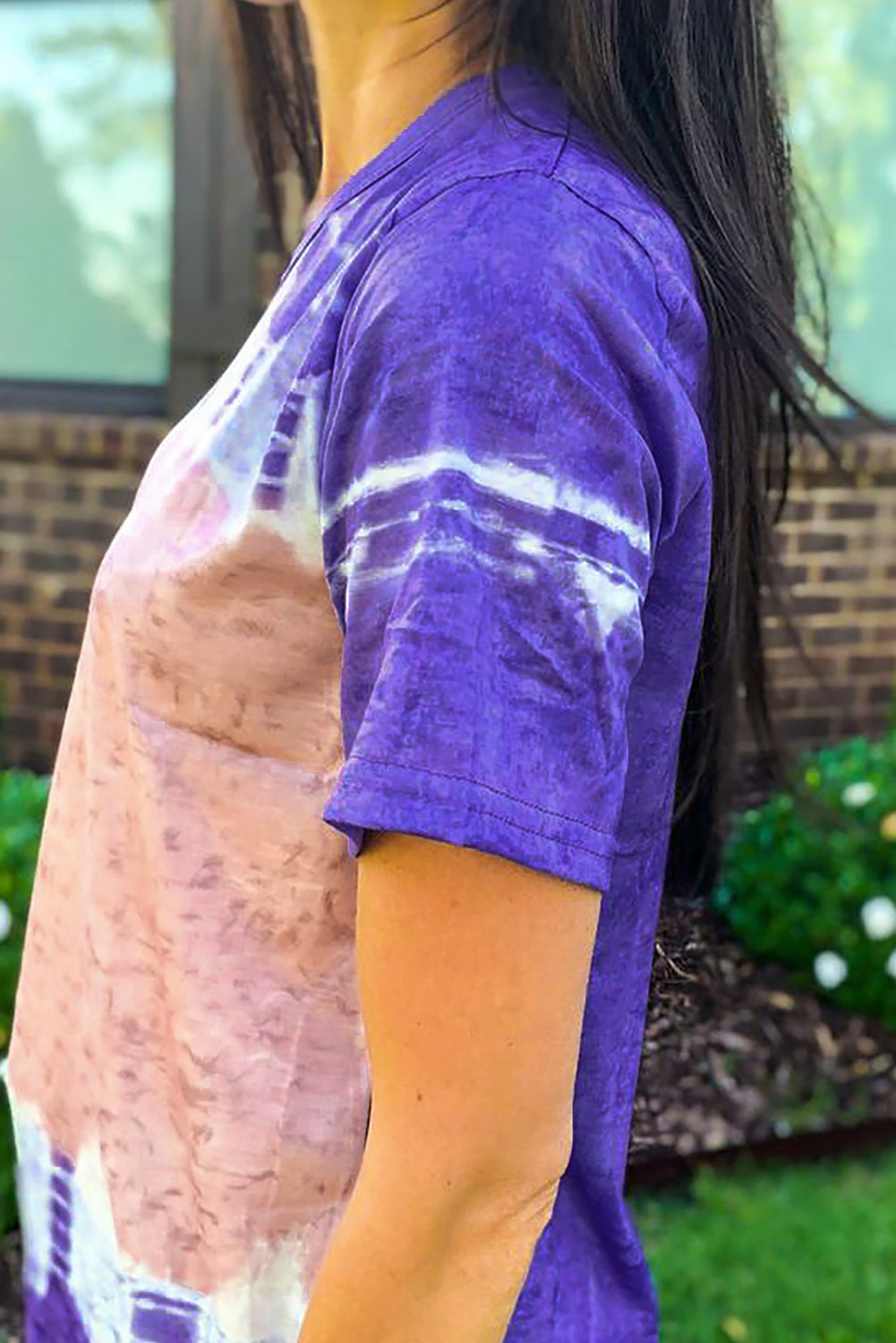 Camiseta con estampado de bloques de color teñido anudado