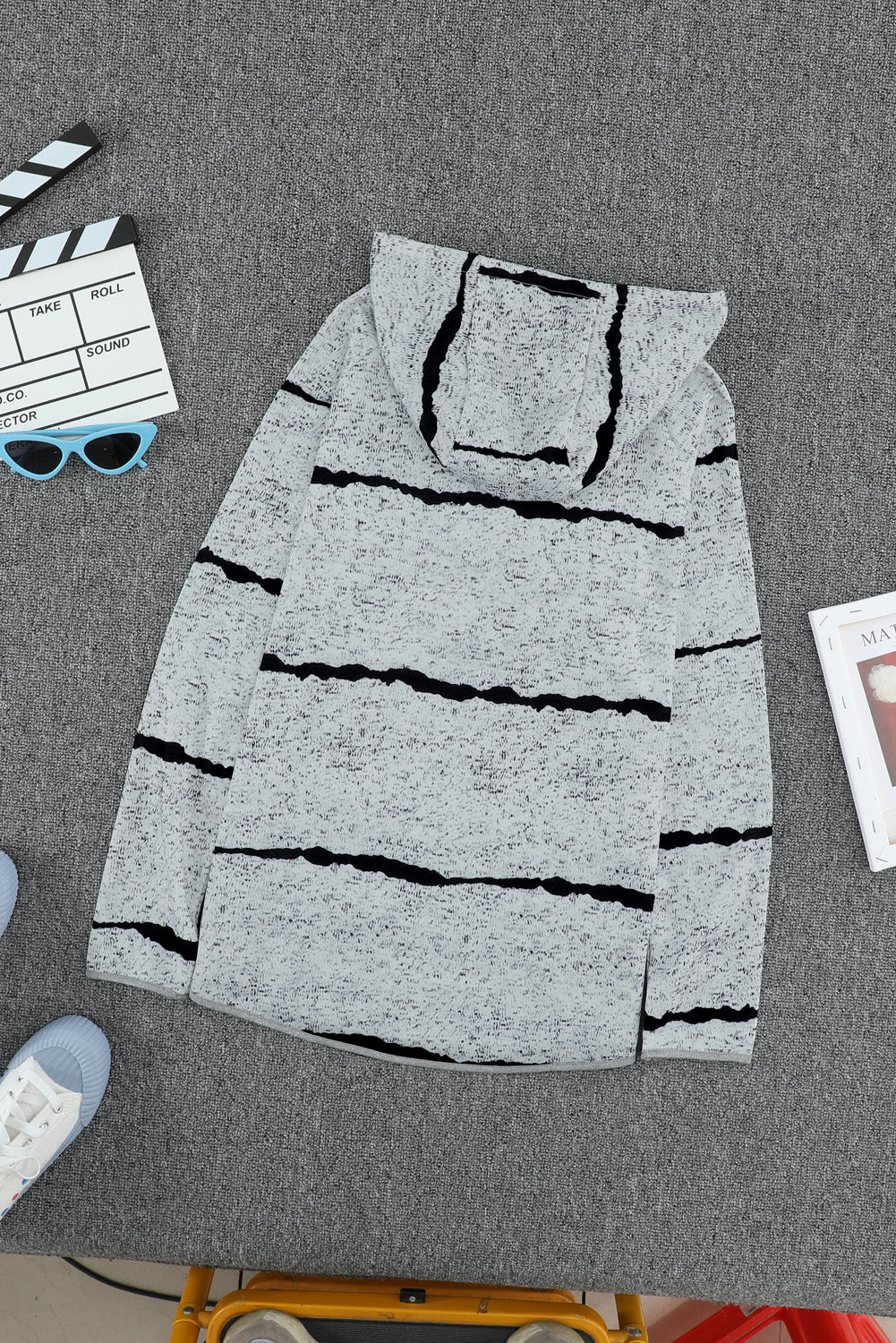 Tie-dye Stripe Button Drawstring Hoodie