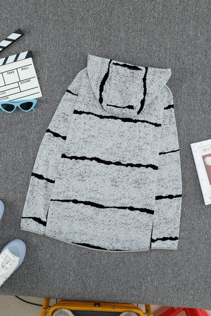 Tie-dye Stripe Button Drawstring Hoodie