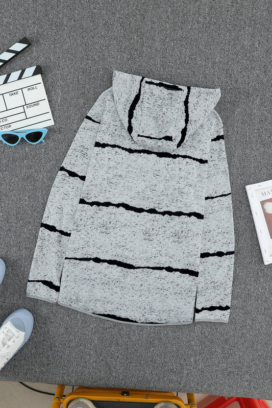 Tie-dye Stripe Button Drawstring Hoodie