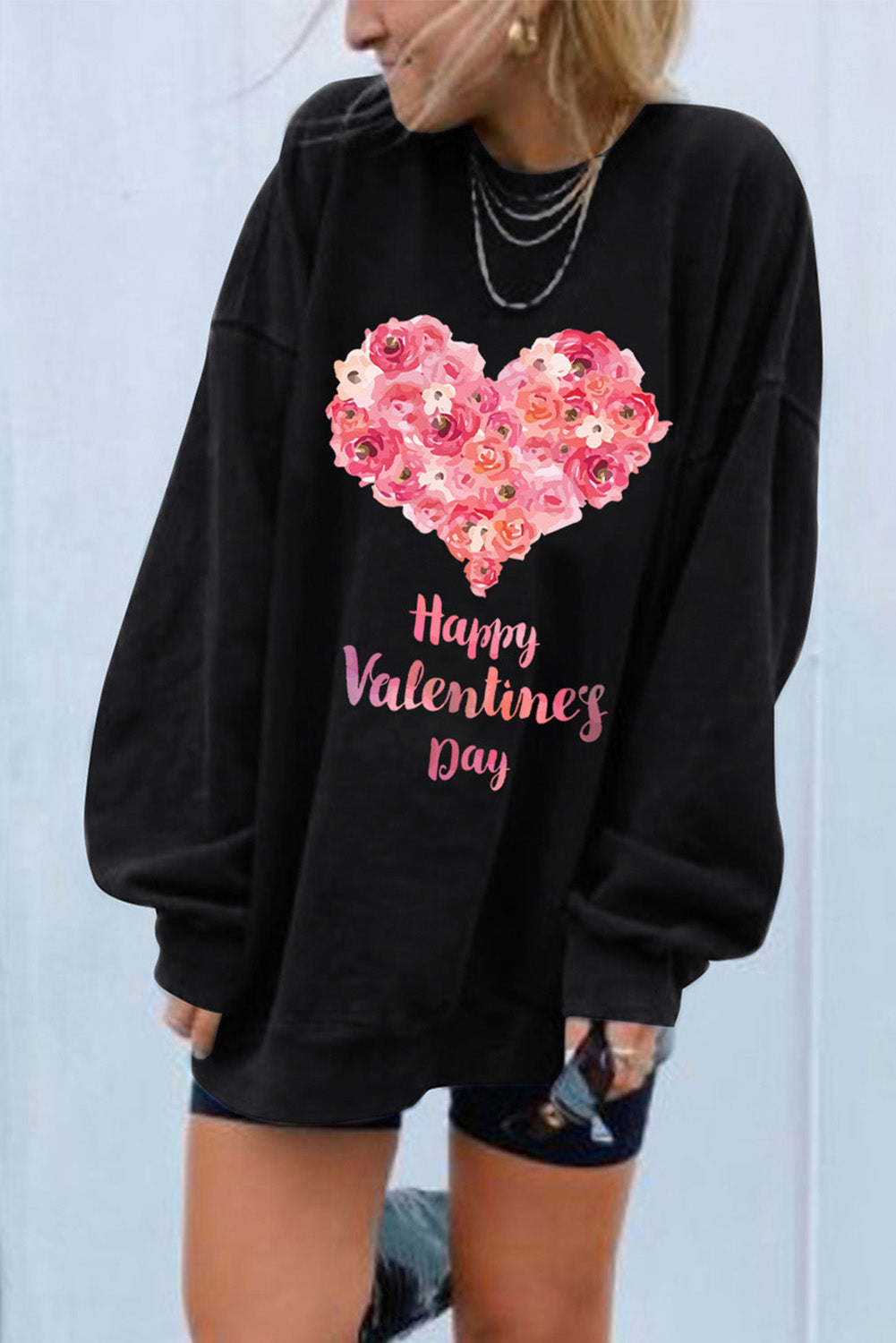 Dark Blue Oversized Solid Drop Shoulder Sweatshirt