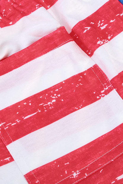 Print Drawstring Casual Elastic Waist Pocketed Shorts