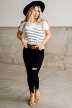 Nautical Striped Buttoned Short Sleeve Top