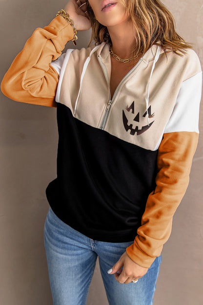 Sweat à capuche zippé colorblock