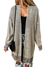 Black Plaid Knitted Long Open Front Cardigan