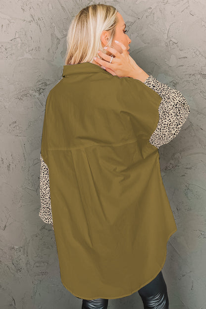 Chemise patchwork à manches longues et épaules tombantes