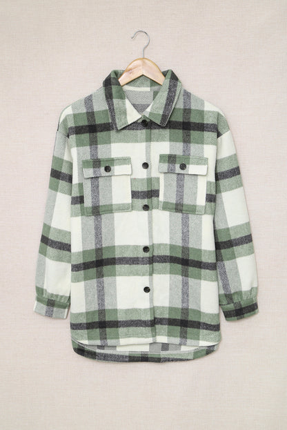 Veste à carreaux avec poche pour femme