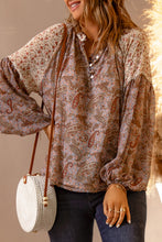 Paisley Pattern Floral Patch Long Sleeve Blouse