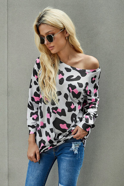 Top de manga larga de leopardo