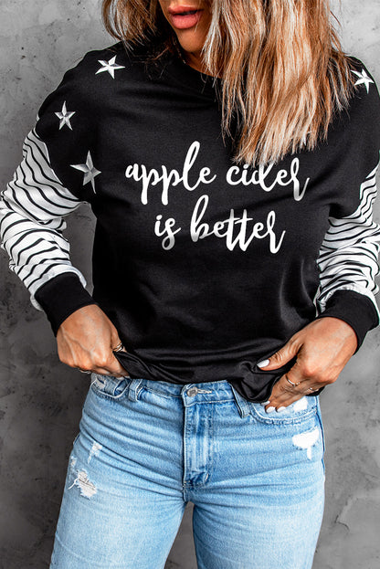 Striped Star Print Patchwork Long Sleeve Top
