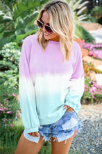 Color Block Tie Dye Pullover Sweatshirt