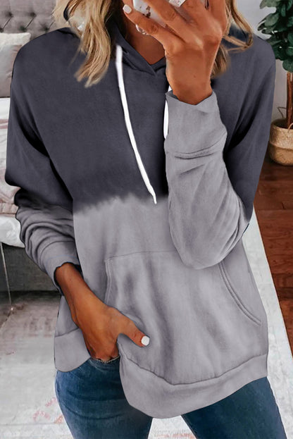 Dip-Dye Colorblock Drawstring Hoodie with Pockets