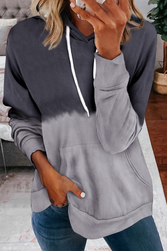 Dip-Dye Colorblock Drawstring Hoodie with Pockets