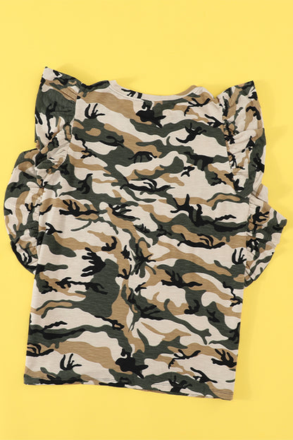 T-shirt à manches courtes et volants imprimés