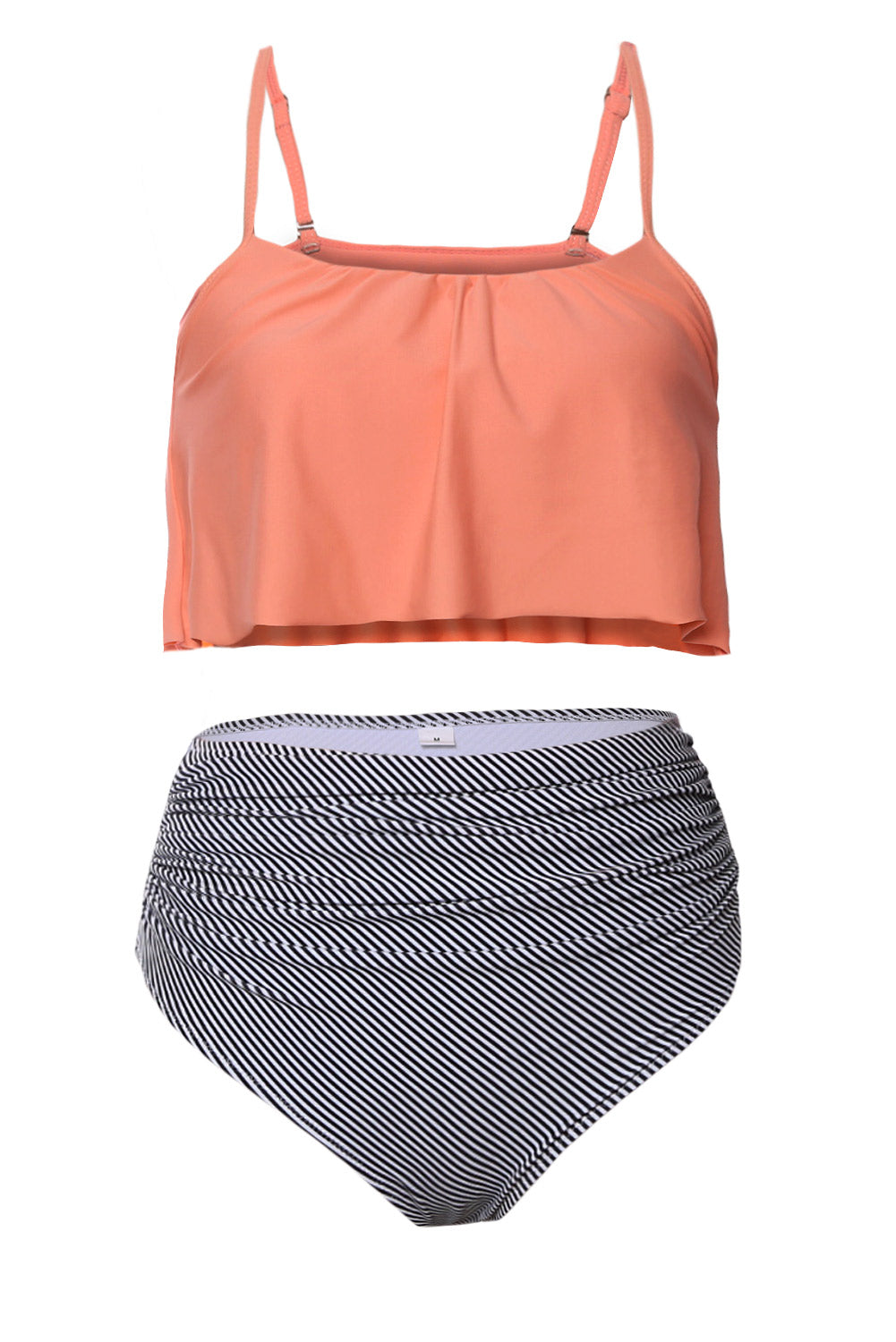 Maillot de bain taille haute avec haut brillant et bas rayé