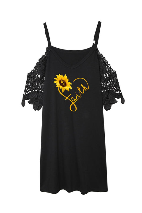 Black cSplicing Cold Shoulder Mini Dress - HannaBanna Clothing