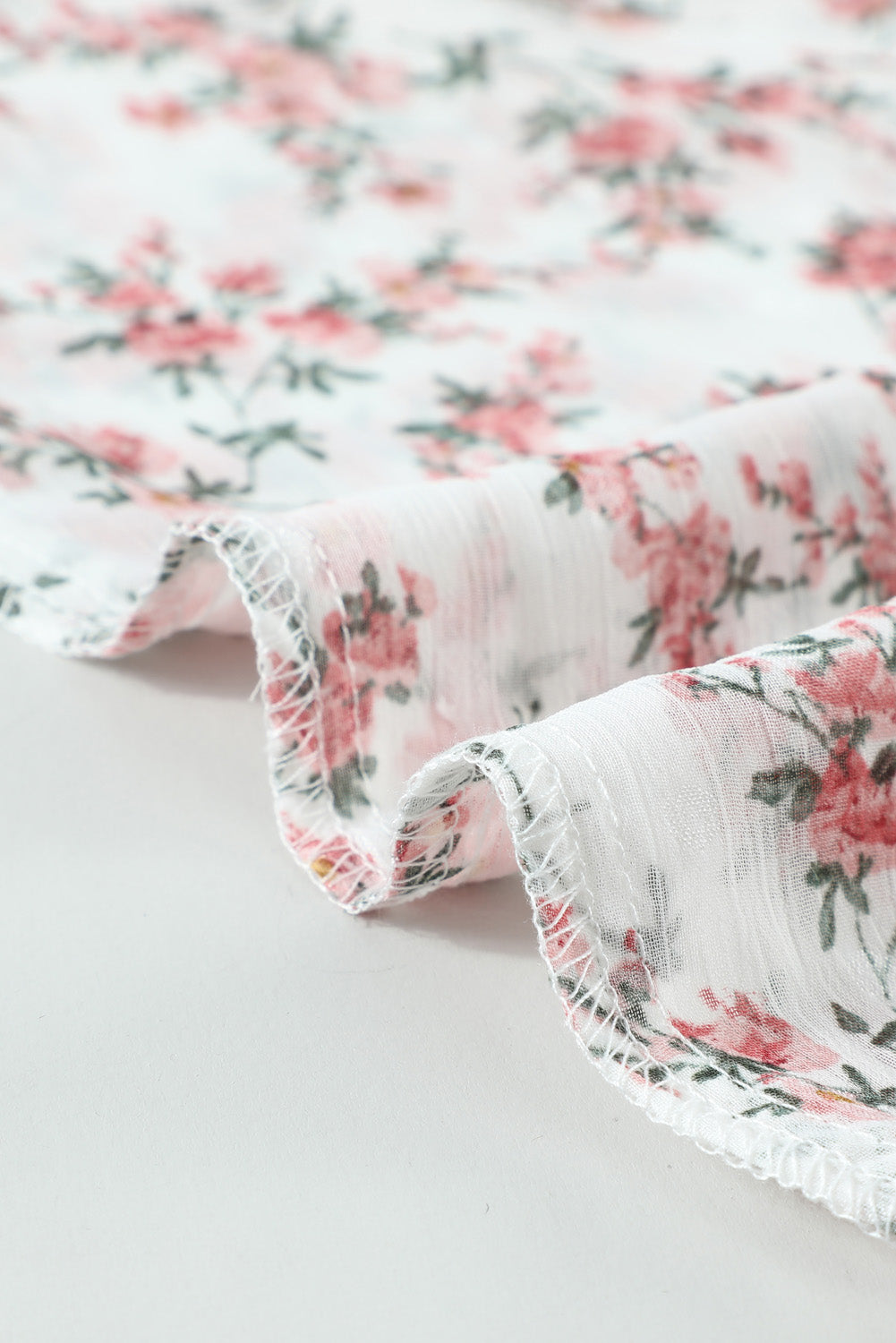 Floral Print Drawstring Long Bell Sleeve Blouse