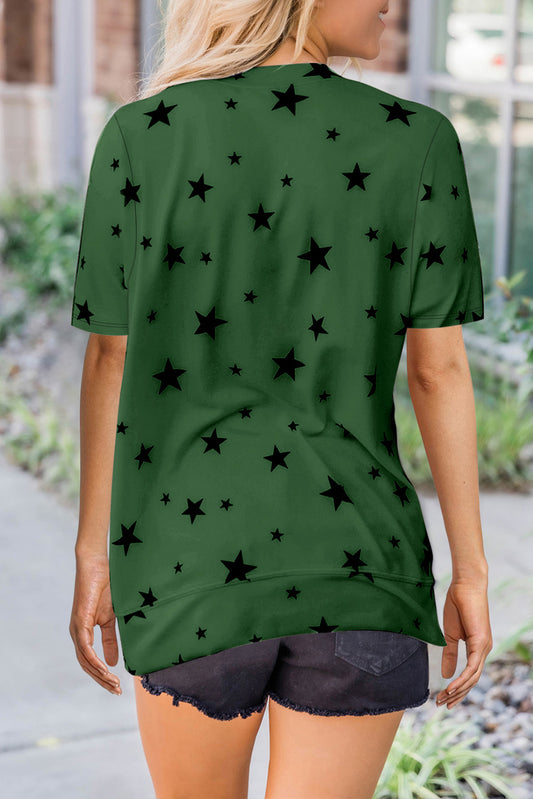 Camiseta con cuello redondo y estampado de estrellas
