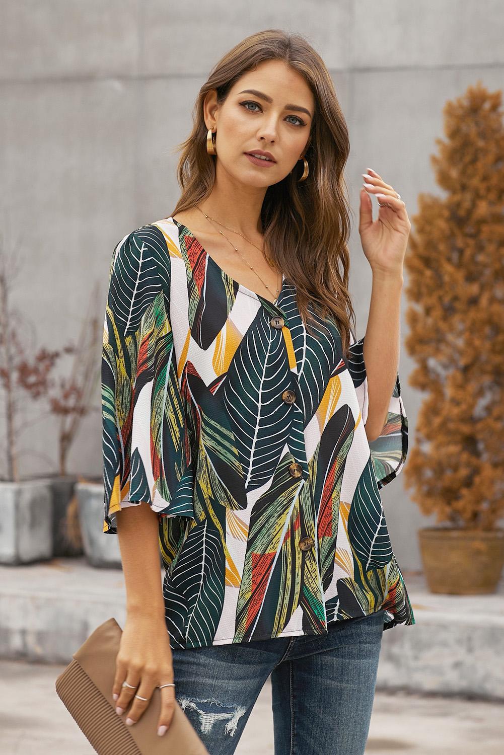 Blusa estampada con botones