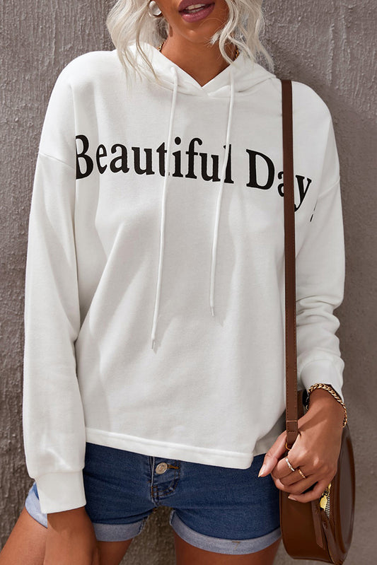 Sudadera con capucha y estampado de letras Beautiful Day